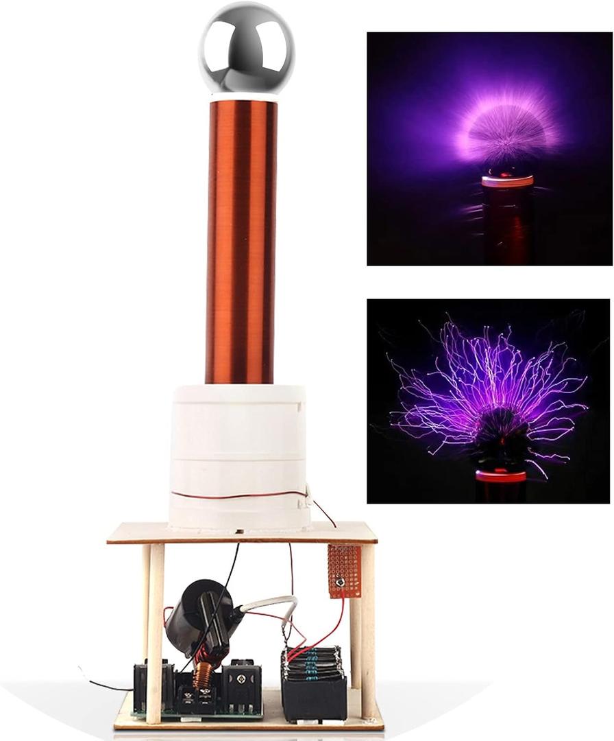 Tesla Coil DIY Kit, PEMENOL Touchable Plasma Ball Spark Gap Arc Generator for Physics Teaching, Arc Plasma Artificial Lighting Science Experiment Model for College High School Education