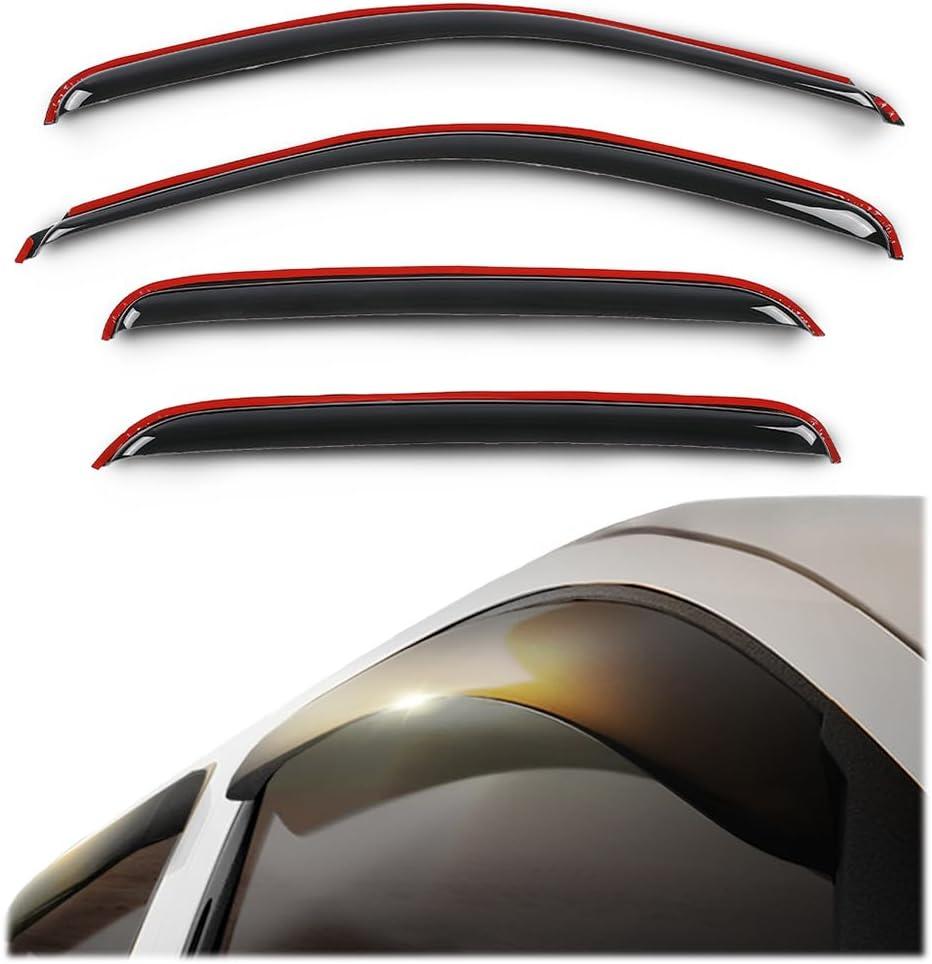 GRAND ORANGE in-Channel Window Rain Guards Fit Chevy Silverado GMC Sierra 1500 Avalanche 07-13, Silverado Sierra 2500HD 3500HD 07-14, Crew Cab, Smoke 4pcs Rain Guard Window Vent Visor Deflectors
