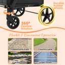 JIALIJIU 440 LBS Shopping Cart with Adjustable Handle, Waterproof Bag, 10-min Assembly Heavy-Duty Foldable Grocery Cart with 360 Swivel Wheels for Apartments, Laundry, Camping, Black