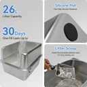 Stainless Steel Litter Box with Metal Lid and Scoop - Enclosed Metal Litter Box for Large Cats, Rust-Resistant, Odor-Control, Easy to Clean, Durable & Long-Lasting with Round Edge (L)