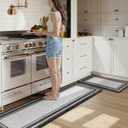 KIMODE Anti Fatigue Kitchen Mats for Floor 20"x59"+20"x32", Farmhouse Kitchen Rugs Sets of 2, Cushioned Non Slip Kitchen Mats for Floor, Comfort Kitchen Floor Mats for Sink Laundry Desk Black