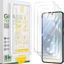 Caka 3 Pack for Samsung Galaxy S25 Screen Protector - Easy Installation with Pull Strip Alignment Frame Support Fingerprint Unlock Bubble-Free Tempered Glass Film