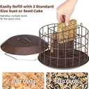 Kingsyard Squirrel Proof Suet Feeder, Cage Bird Feeders for Outdoors Hanging, All Metal, Double Suet Cake Capacity, Tray & Weatherproof, Brown