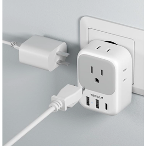 European Plug Adapter USB C, TESSAN US to Europe Adapter 4 Outlets 3 USB Charger, Type C International Power Adaptor to Italy Spain France Portugal Iceland Germany, Europe Travel Essentials