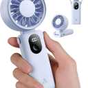 Aecooly Mighty Portable Handheld Fan | 20H Max Cooling Time | 3 Flexible Modes | 5 Speeds Wind | Battery Level Display | USB Rechargeable Mini Personal Battery Powered, Gifts for Women, Travel -Blue