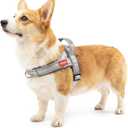 No Pull Dog Harness with Handle, French Bulldog Adjustable Reflective Dog Vest, Breathable Air Mesh Padded Pet Harness with Front Leash Clip for Dogs, Light Grey, L
