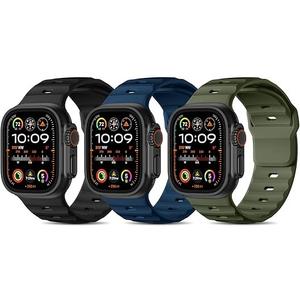 Wepro 3 Pack Sport Band Compatible with Apple Watch Ultra 2/Ultra Band 49mm 46mm 45mm 44mm 42mm for Men, Soft Silicone Waterproof Rugged Breathable Strap for iWatch Series 10 9 8 7 6 SE 5 4 3 2 1