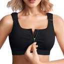 BRABIC Zip Front Closure Bras for Women Post Sugery Compression Surgical Bra Full Coverage with Adjustable Straps S