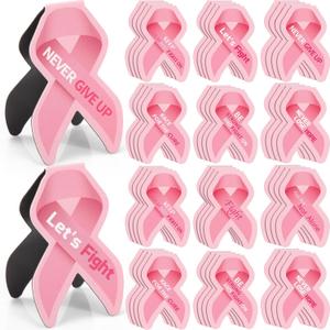 200 Pcs Breast Cancer Awareness Magnetic Bookmarks Bulk Pink Ribbon Bookmarks Breast Cancer Awareness Accessories Double Sided Magnetic Book Marks for Charity, Office, Fundraiser Events