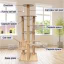 72.1-Inch Cat Tree for Indoor Cats Large Adult, 4 Bowl,12 Sisal Scratching Posts,1 Cat cage,Top Perch, Toy Balls,Larg Large cat Tree,Wood cat Tree,(YN-105)