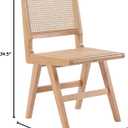 Meridian Furniture 588Natural-SC Preston Collection Mid-Century Modern Dining Side Chair, Solid Wood Natural Finish, Natural Cane/Rattan Back and Seat, 18.5" W x 22" D x 34.5" H, Natural, Set of 2