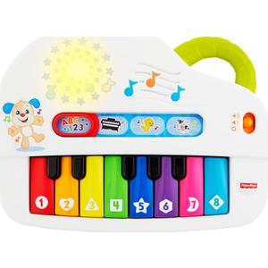 Fisher-Price Baby Toy Laugh & Learn Silly Sounds Light-Up Piano Musical Instrument with Learning Songs for Infants Ages 6+ Months (Small)