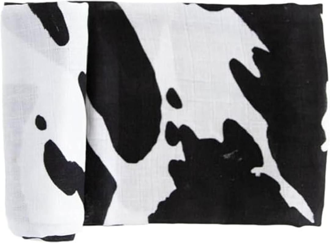 RED ROVR 100% Organic Cotton Muslin Swaddle | Newborn Receiving Blanket | Baby Wrap | Boy, Girl, Unisex | Soft, Lightweight, Breathable | Burping, Nursing, Swaddling | 44" x 44" | Moo Cow