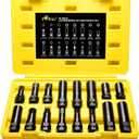 Topec 16-Piece Locking Lug Nut Master Key Set | 5, 6, 7, 12 Spline Socket Set, Star and Internal Hex Style Lug Nut Key Set, CR-MO Steel (Not for Hex, Deep, Large-Size, and 10-Spline)