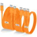3-Pack Orange [3.3FT+6.6FT+10FT] 60W USB C to USB C Cable, Type C Fast Charging Cable for iPhone Air 17 16e 16 15 Pro Plus Pro Max，for Galaxy S25, for iPad Pro/Air/mini, for MacBook Pro/Air and More