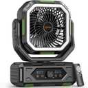 OGERY 2025 Upgraded Camping Fan, Portable Rechargeable Fan with 20000mAh Battery Powered, Stronger Wind, Stepless Speed Regulation, Fast Charging for Tent, Travel, Car, Outdoor Camping Essentials (Black&Green)