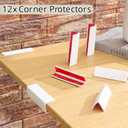 Pangda Baseboard Corners Blocks Self Adhesive Rubber Safety Corner Protectors Proofing Edge Guard Corner Cushion for Wall Furniture Edge(White,12 Pcs)