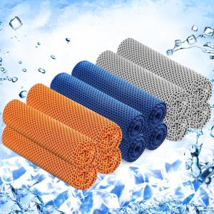 Hosuly 12 Pieces Cooling Towels for Hot Weather Soft Breathable Cold Towel Yoga Towels for Sweat, Sports, Workout, Fitness, Gym, Running, Travel Camping, 12 x 40 Inch (Dark Blue, Light Gray, Orange)