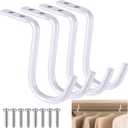 Gisafai 4 Pcs Closet Rod Center Supports 1-1/2 Inch Heavy Duty Metal Wall Mount Brackets for Shelf Closet Rod Clothes Storage(White)