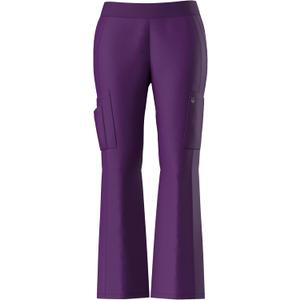 Women's Stretch Flare Leg Scrubs Pants Full Elastic Waistband Stretch Fabric,Medical Uniforms Pants with Multiple Pockets (Large, Eggplant)
