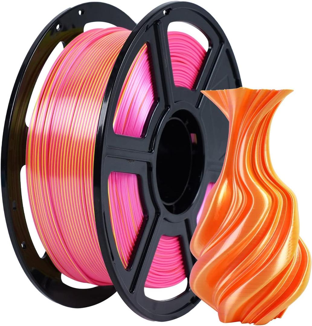 FLASHFORGE Silk Dual Color Filament, Pink and Yellow 2 in 1 Coextrusion Silk PLA Filament 1.75mm, 3D Printer Filament Color Change 1kg(2.2lbs) Spool, Dimensional Accuracy +/- 0.02mm