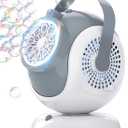 Rechargeable Bubble Machine - Auto 360 Rotation, 75 Tilt Range, 10 Large Wands - Bubbles Blower Maker for Kids, Toddlers, Outdoor Play, Wedding, Birthday, Parties, Gifts Toys for Boys, Girls (White)