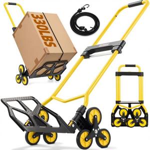 Upgraded Stair Climbing Cart, 330Lbs Heavy Duty Folding Hand Truck Dolly, Portable Stair Climbing Dolly Personal Folding Shopping Cart with Bag for Moving, Luggage, Groceries, Travel, Office