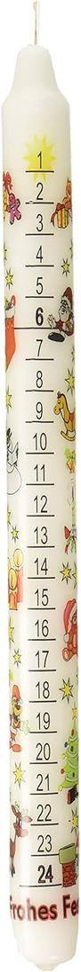 5001W German Countdown Tradition Winter White Wax Christmas Advent Candle,Gray,12 inch