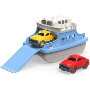 Green Toys Ferry Boat with Mini Cars Bathtub Toy, Blue/White, Standard