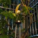 Moon Solar Wind Chimes for Outside Lights Gifts for Mom Wife Unique Crackle Glass LED Warm Light Outdoor Hanging Decor Windchimes for Garden Yard Patio Christmas Birthday Mothers Day
