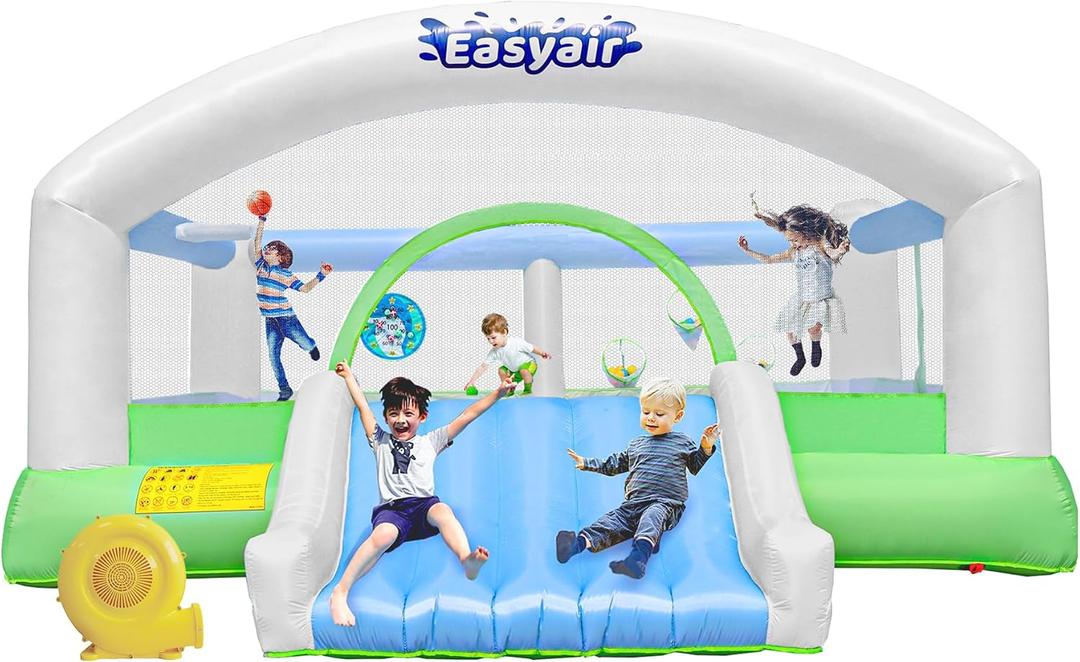 Inflatable Big Bounce House for Kids, Bouncy Castle with Slide, 14.3 x 12.5 x 7.5 feet