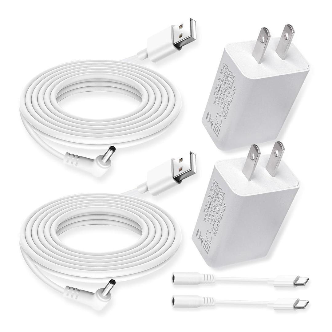 2 Pack Power Adapter Plug Charger for Ring Stick Up Cam Plug-in Camera & Ring Pan Tilt Stick Up, Spotlight Cam Pro/Plus Camera Charging Cord Cable 13.2ft White