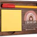 Appreciation Thank You Librarian Gift, Inspirational Desk Decor for Retirement, Leaving, Back to School, Graduation, Congratulate, Motivational Ideas, Wooden Self-Stick Note Pad Holders TBC78
