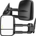 Heated Tow Mirrors Compatible with 2007-2013 Chevy Silverado & GMC Sierra (2007 New) 1500 2500 3500 HD,Tahoe Suburban Avalanche Yukon, Manual Flip & Fold Towing Side Mirrors, Arrow Turn Signal Light