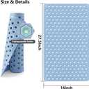 FOMAILE Hexagon Shower Stall Mat Non-Slip Bath Mat for Shower Floor - Super Drainage Quick Dry Bathroom Mat with Strong Suction Cups, Anti-Slip Bath Rug for Tub, Machine Washable,16" x 27.5"Blue