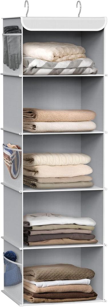 Simple Houseware 5 Shelf Hanging Closet Organizer, Gray (Grey)