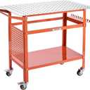 VEVOR Welding Table, 40" x 24" Welding Workbench Table with 800LBS Static Weight Capacity, Movable Steel Work Bench with 4 Wheels (2 with Brake), Double-Layer Storage Board and 5/8-inch Fixture Holes