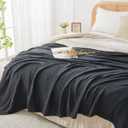 EMME Cotton Muslin King Blanket Bed Layering Breathable Gauze Blanket Soft Lightweight Blankets Adults (Black, 108"x90")