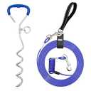 10FT Shock-Absorbing Dog Tie Out Cable & Stake for Backyard, Camping, Traveling, for Dogs up to 250Lbs, Durable Dog Tether/ Leash