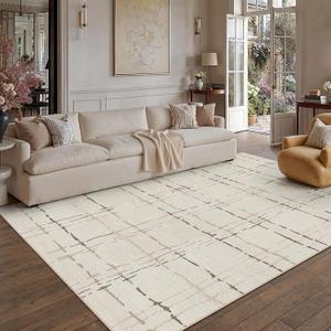 PureCozy 6x9 Beige Neutral Area Rug for Living Room Non Slip Carpet