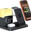 6-in-1 Wireless Charging Station, Charger Stand for Apple Multiple Devices, for iPhone 17 16 15 14 13 12 Pro Max Watch Airpods, Wireless Charger iPhone Charging Station with Night Light/Alarm Clock