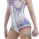 Sequin Bodysuit Swimsuit Sparkle Costume Tour Outfit Halloween Cosplay For Women Girls-Large (Blue Purple)