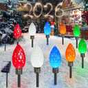 IDEAALS 10 Pack Jumbo Multicolor Solar C9 Christmas Lights OutdoorLED Solar Pathway Lights Waterproof, Strawberry Light Christmas Decorations Outdoor for Walkway Party Patio Garden Lawn Yard Decor