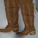 Atuelang Cowboy Boots for Women Thigh High Cowgirl Boots Wide Calf Western Embroidered Over The Knee Boots (6, Brown)