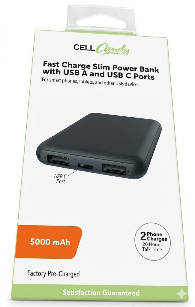 CellCandy Fast Charging Power With USB 5000 MAh