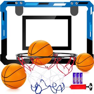 Basketball Mini Hoop Indoor Boys Gifts for Kids Adults, Door Room Mini Hoop with Balls, Basketball Accessories for Teen Boy Gifts, Blue
