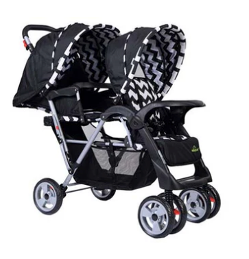 Safe Plus Foldable Twin Baby Double Stroller Kids Jogger Travel Infant Pushchair Black