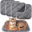 4 Pack Self Heating Cat Pad Self Warming Dog Mat Reflects Body Heat Extra Warm Thermal Pet Pad Washable Dog Cat Bed Crate Bed Mat Blanket(Gray,16 x 16 Inch)