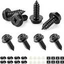 LivTee Rustproof License Plate Screws for Securing License Plates Frames and Covers on Cars and Trucks, 8 Set Premium Stainless Steel Self Tapping Mounting Bolts (Black Zinc Plated)