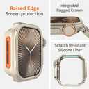 Metal Case for Apple Watch Series 10 46mm, [Turn into Ultra Style] Rugged Protective Bumper with Raised Edge Screen Protection for iWatch 46 mm with Back Cover, Original Titanium